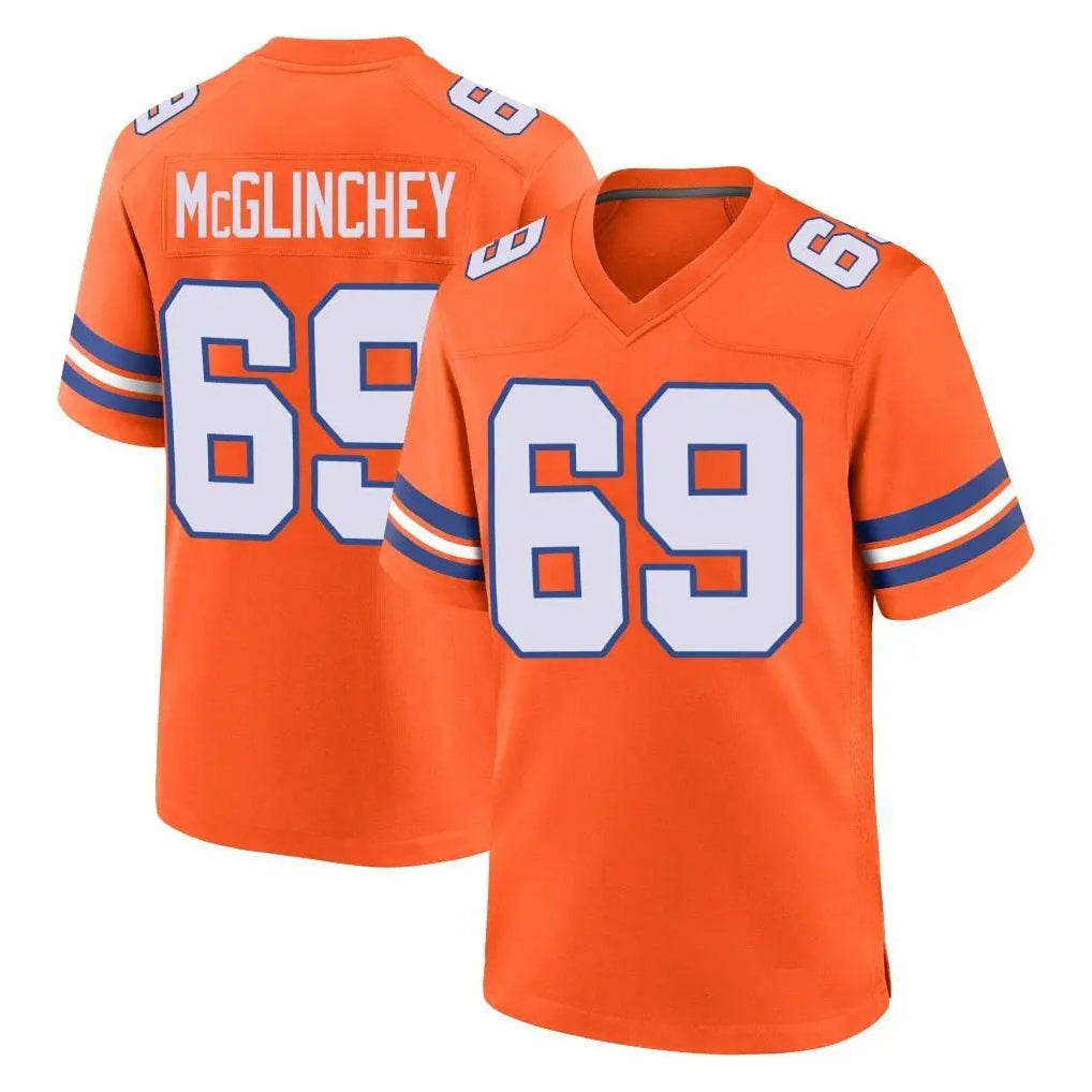 D.Broncos #69 Mike McGlinchey Player Orange Alternate Collection Throwback Game ROCER Stitched Jerseys