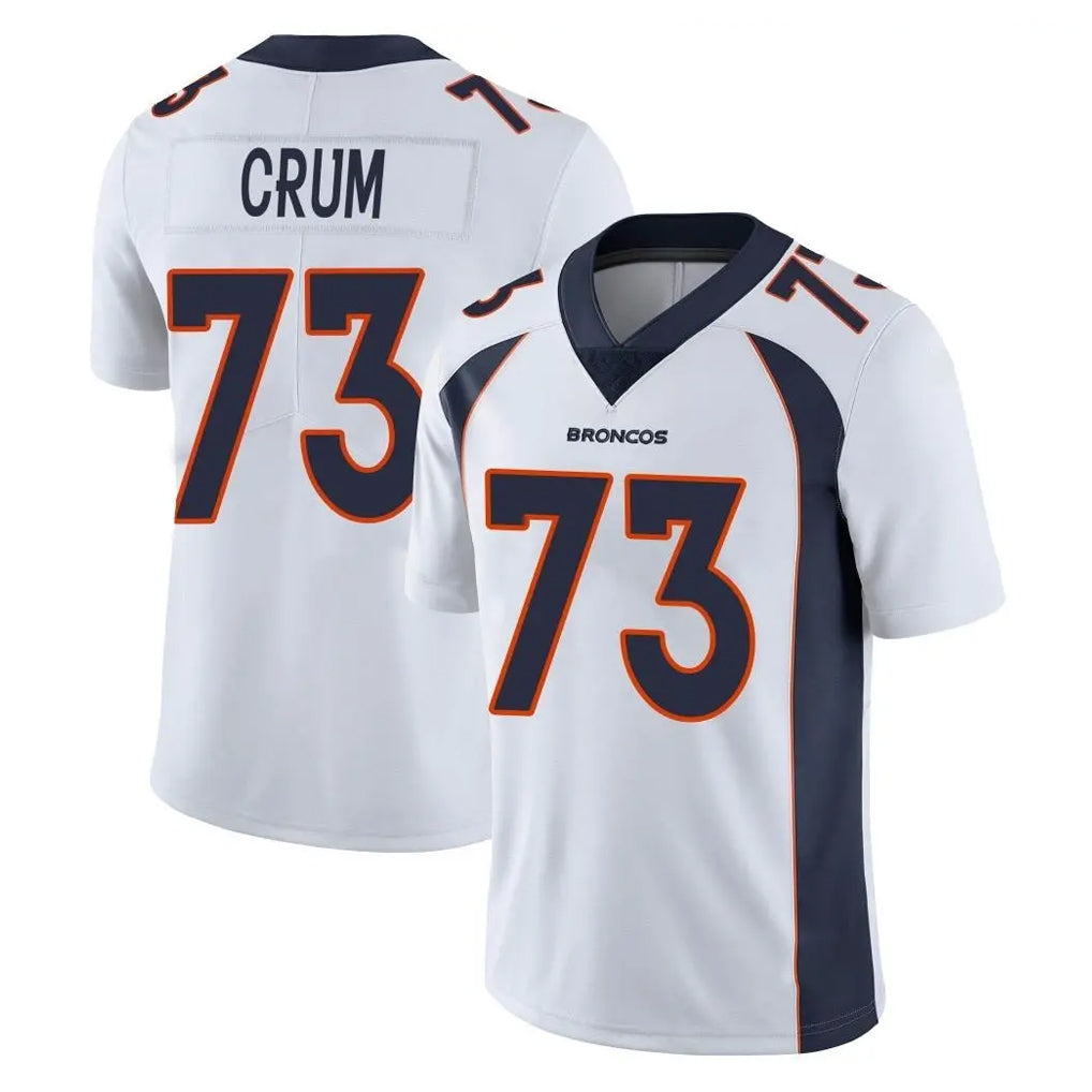 D.Broncos #73 Frank Crum Player White Vapor Untouchable Limited Home Game ROCER Stitched Jerseys