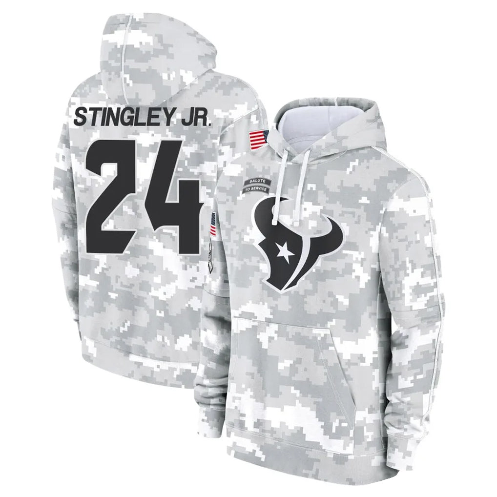 H.Texans #24 Derek Stingley Jr. Player Arctic Camo Salute to Service Hoodies Limited Game ROCER Stitched Jerseys