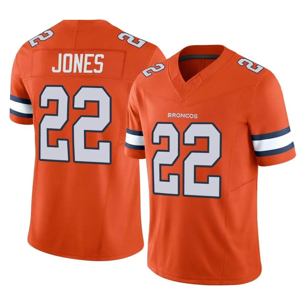 D.Broncos #22 Brandon Jones Player Orange Limited Alternate Vapor F.U.S.E. Throwback Game ROCER Stitched Jerseys