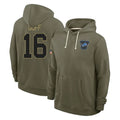 D.Lions #16 Jared Goff Player Olive Salute to Service Pullover Hoodies Limited ROCER Stitched Jerseys