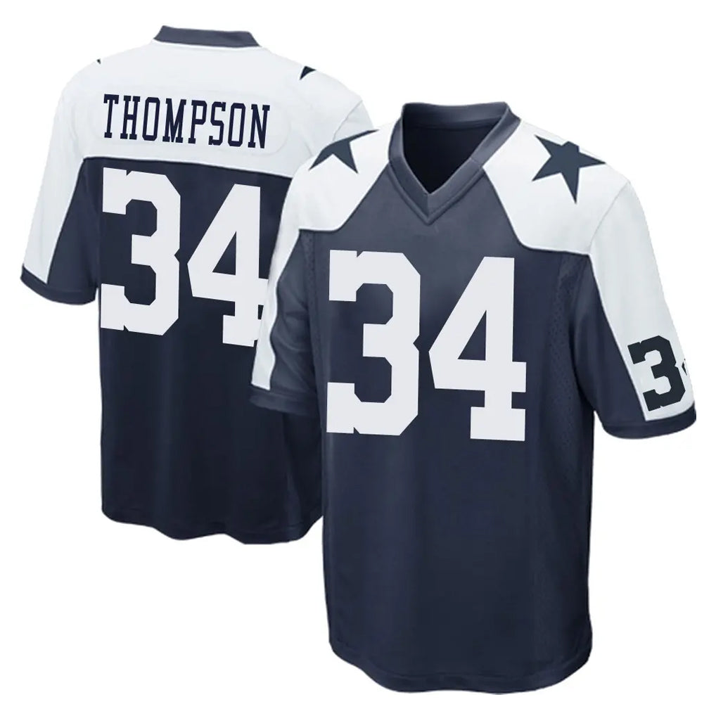 D.Cowboys #34 Jalen Thompson Player Navy-White Alternate Home Game ROCER Stitched Jerseys