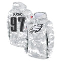 P.Eagles #97 Moro Ojomo Player Arctic Camo Salute to Service Pullover Hoodies Limited Game ROCER Stitched Jerseys