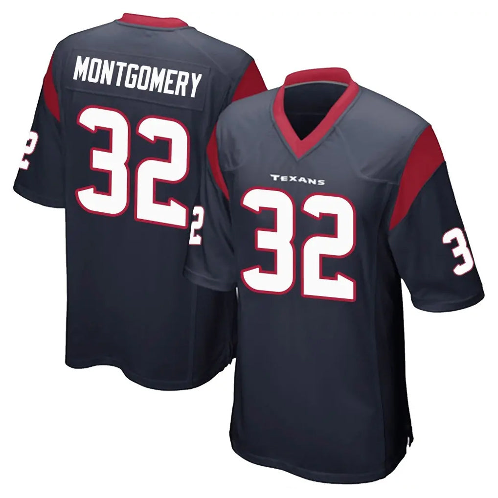 H.Texans #32 David Montgomery Player Navy Home Game ROCER Stitched Jerseys