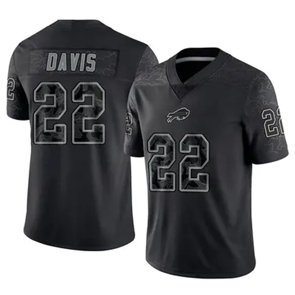 B.Bills #22 Ray Davis Player Black RFLCTV Limited ROCER Stitched Jerseys