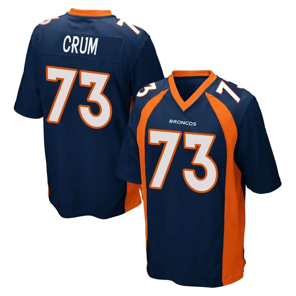 D.Broncos #73 Frank Crum Player Navy Game ROCER Stitched Jerseys