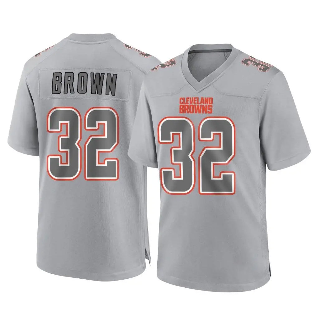 C.Browns #32 Jim Brown Player Gray Atmosphere Fashion Game ROCER Stitched Jerseys