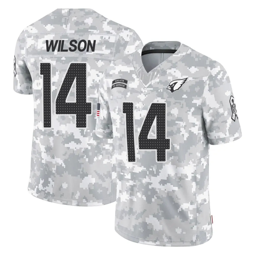 A.Cardinals #14 Michael Wilson Player Camo Salute to Service Limited Home ROCER Stitched Jerseys