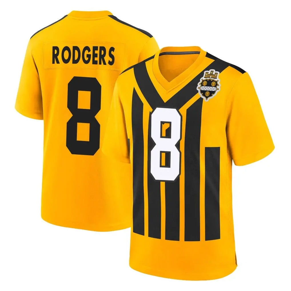 P.Steelers #8 Aaron Rodgers Player Gold Limited 1933 Throwback Home Game ROCER Stitched Jerseys