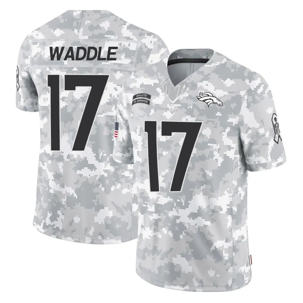 D.Broncos #17 Jaylen Waddle Player Arctic Camo Salute To Service Limited ROCER Stitched Jerseys