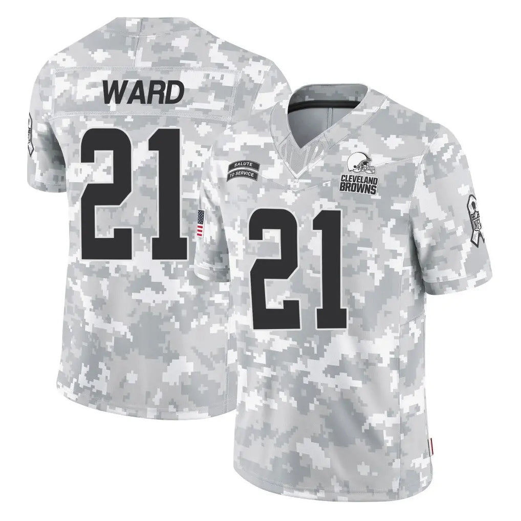 C.Browns #21 Denzel Ward Player Arctic Camo Salute to Service Limited Home Game ROCER Stitched Jerseys