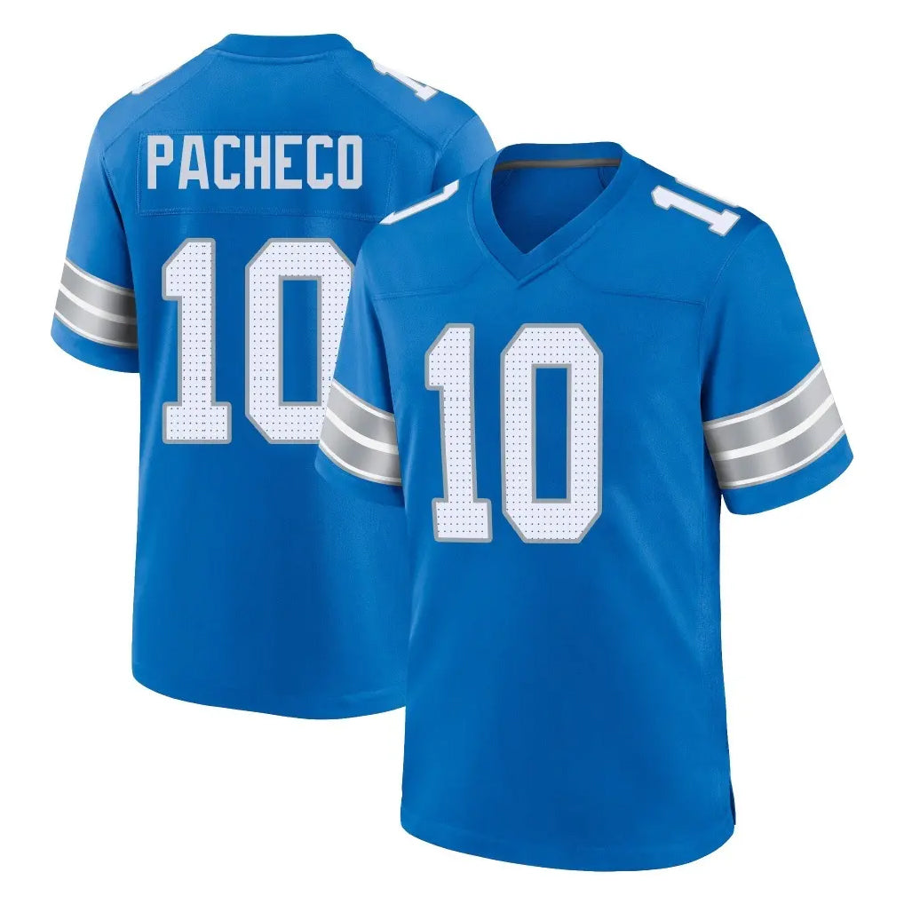 D.Lions #10 Isiah Pacheco Player Blue Alternate Home Game ROCER Stitched Jerseys