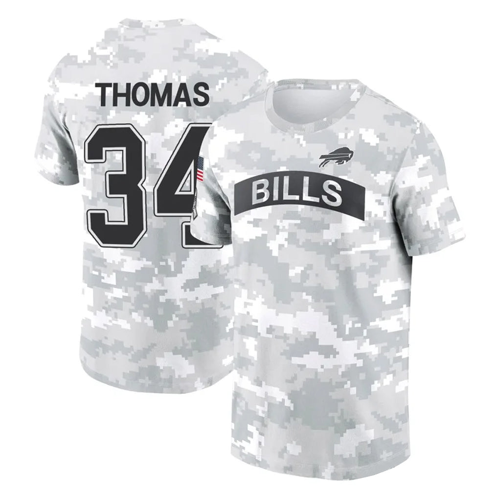 B.Bills #34 Thurman Thomas Player Arctic Camo Salute to Service T-Shirt Hoodies ROCER Stitched Jerseys