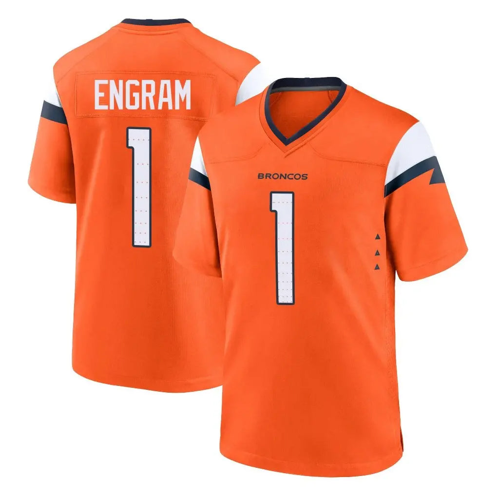 D.Broncos #1 Evan Engram Player Orange Home Game ROCER Stitched Jerseys