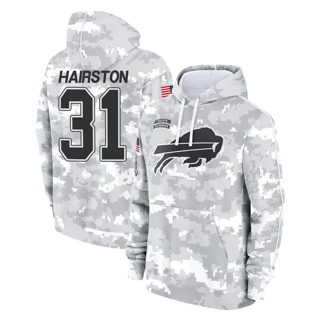 B.Bills #31 Maxwell Hairston Player Arctic Camo Salute to Service Hoodies Limited ROCER Stitched Jerseys