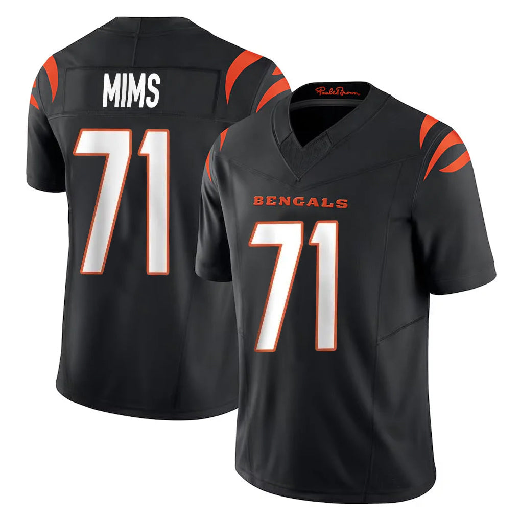 C.Bengals #71 Amarius Mims Player Black Vapor F.U.S.E. Limited Home Game ROCER Stitched Jerseys