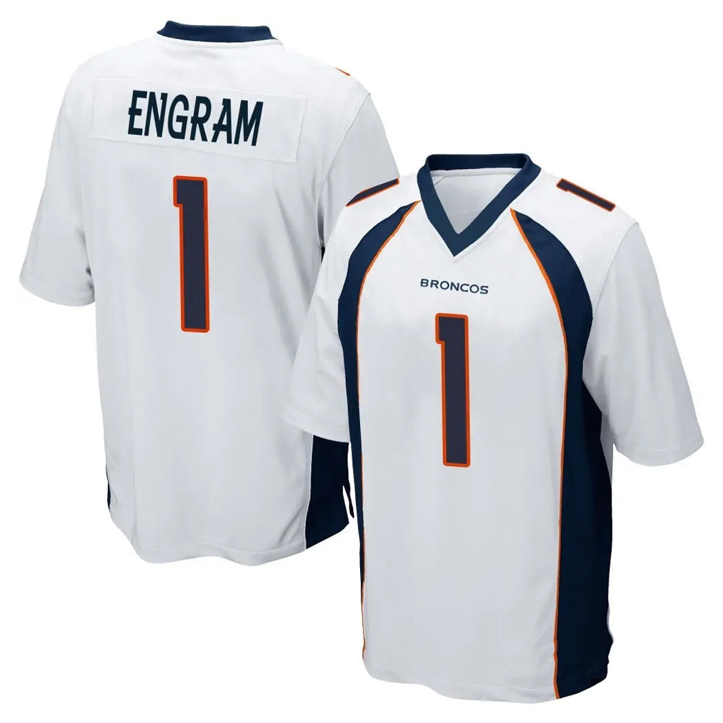 D.Broncos #1 Evan Engram Player White Game ROCER Stitched Jerseys