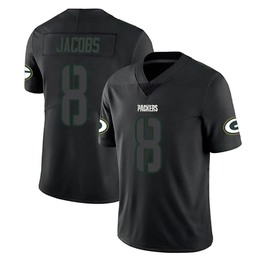 GB.Packers #8 Josh Jacobs Player Black Impact Limited Home Game ROCER Stitched Jerseys