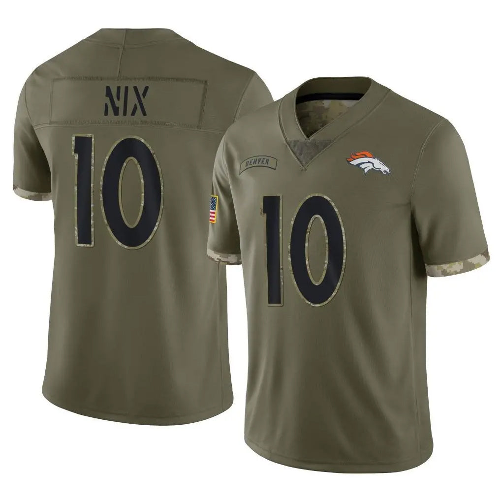 D.Broncos #10 Bo Nix Player Olive Salute To Service Limited ROCER Stitched Jerseys