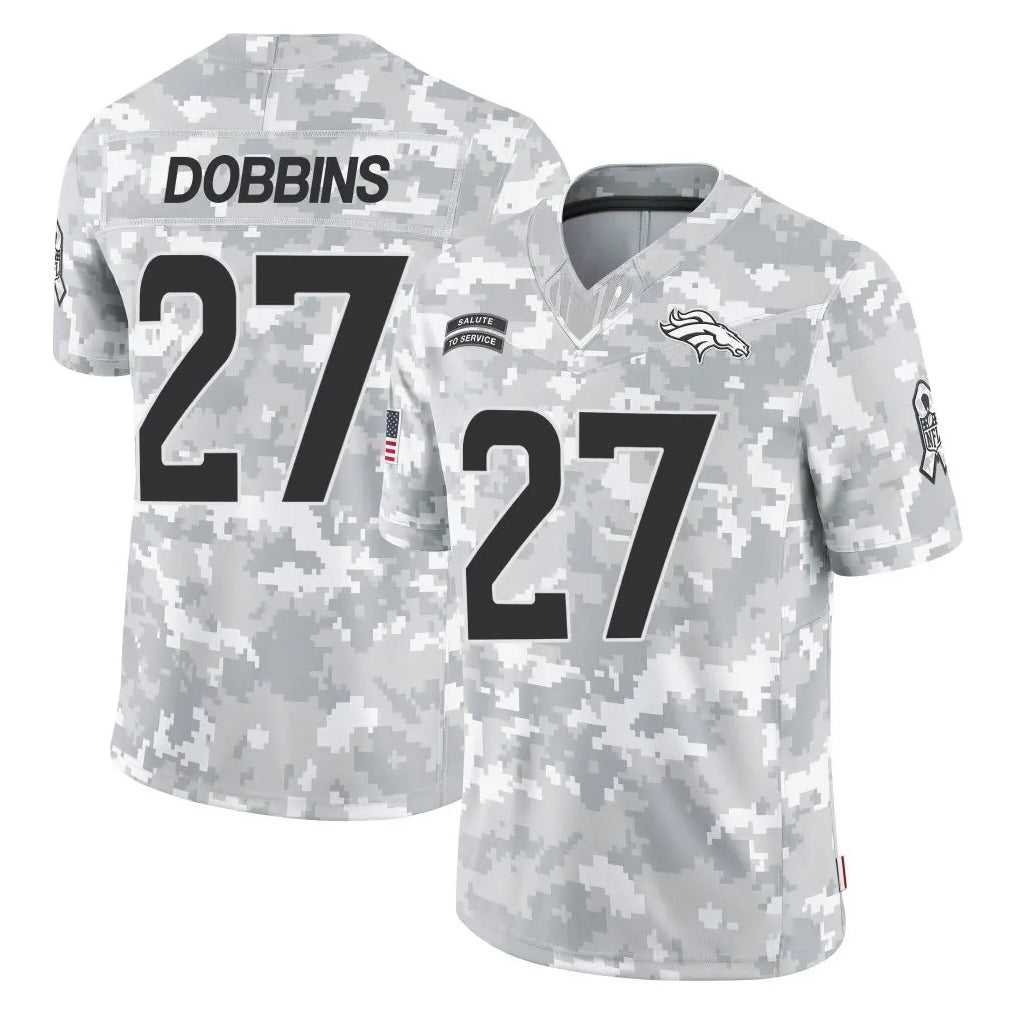 D.Broncos #27 J.K. Dobbins Player Arctic Camo Salute To Service Limited ROCER Stitched Jerseys