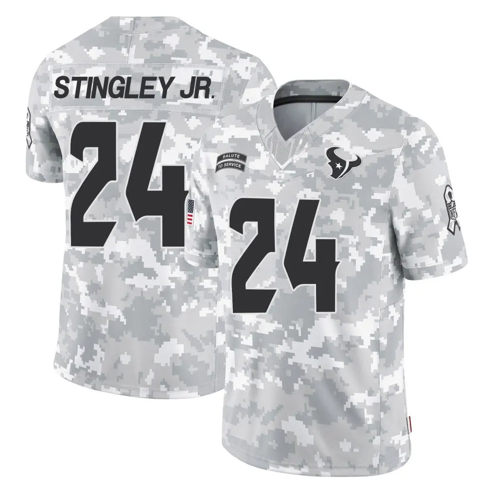 H.Texans #24 Derek Stingley Jr. Player Arctic Camo Salute To Service Limited Game ROCER Stitched Jerseys