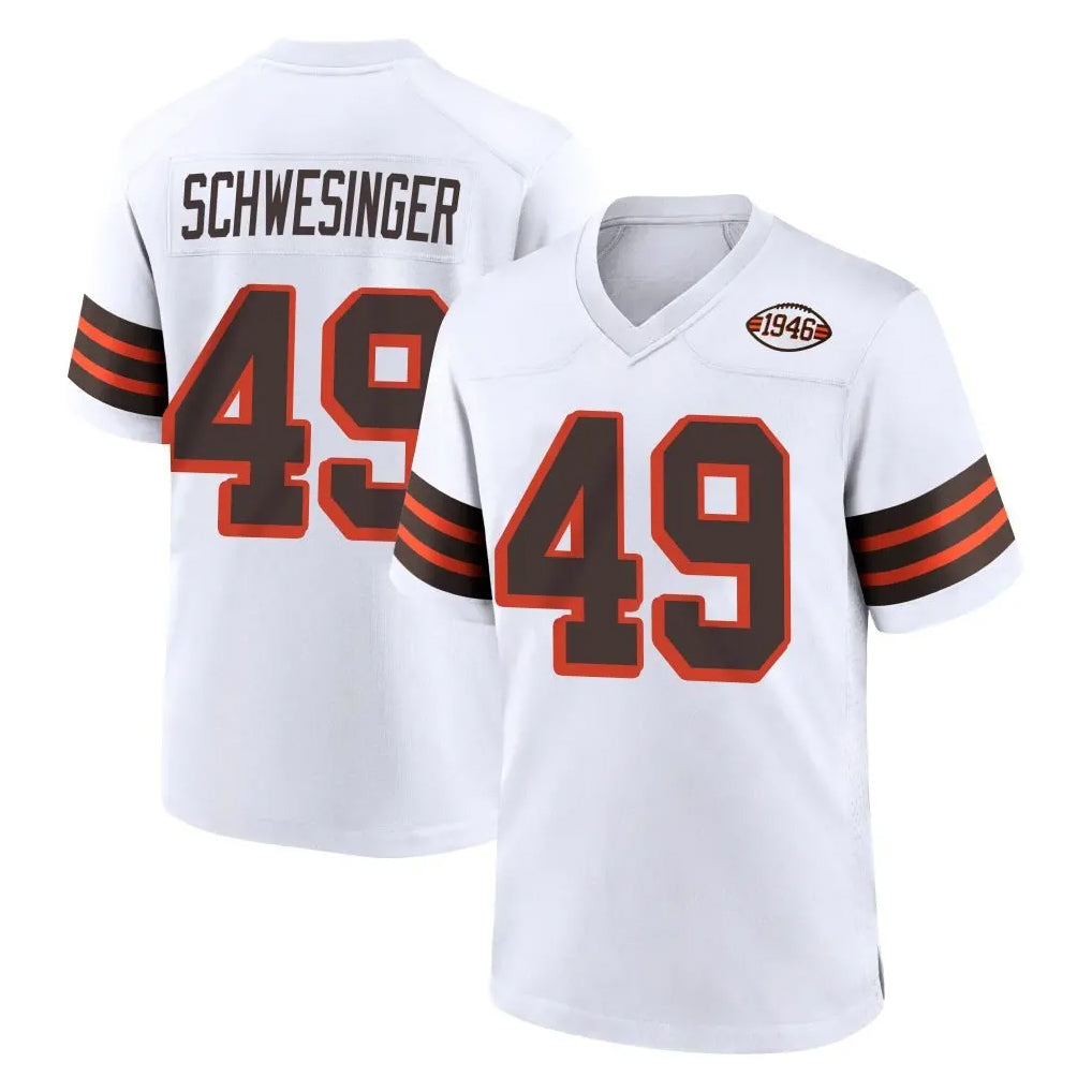 C.Browns #49 Carson Schwesinger Player White Alternate Home Game ROCER Stitched Jerseys