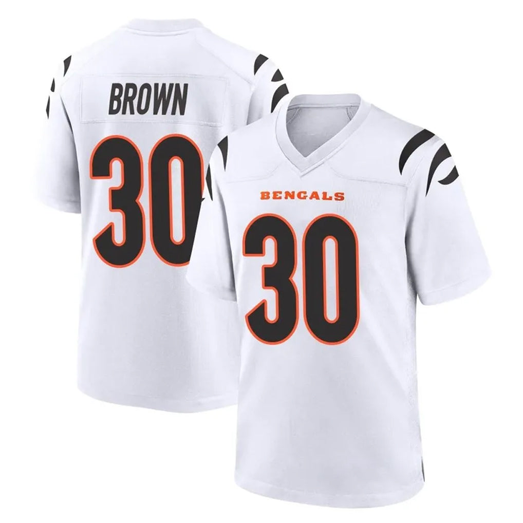C.Bengals #30 Chase Brown Player White Home Game ROCER Stitched Jerseys