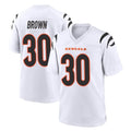C.Bengals #30 Chase Brown Player White Home Game ROCER Stitched Jerseys