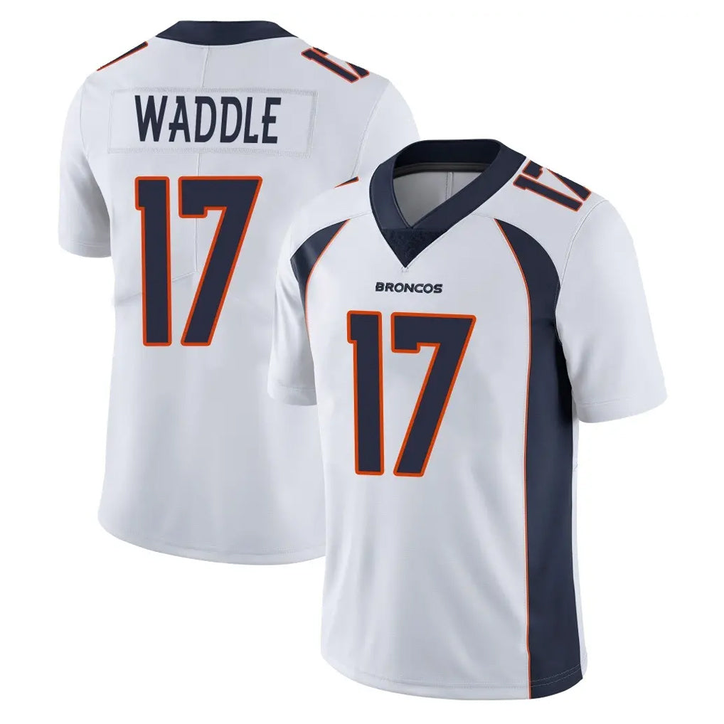 D.Broncos #17 Jaylen Waddle Player White Vapor Untouchable Limited Home Game ROCER Stitched Jerseys