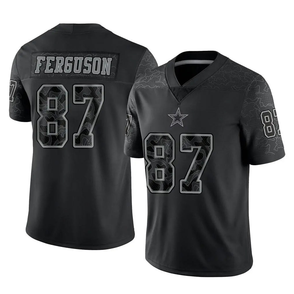D.Cowboys #87 Jake Ferguson Player Black Limited Reflective Home Game ROCER Stitched Jerseys