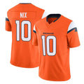 D.Broncos #10 Bo Nix Player Orange Vapor F.U.S.E. Limited Home Game ROCER Stitched Jerseys