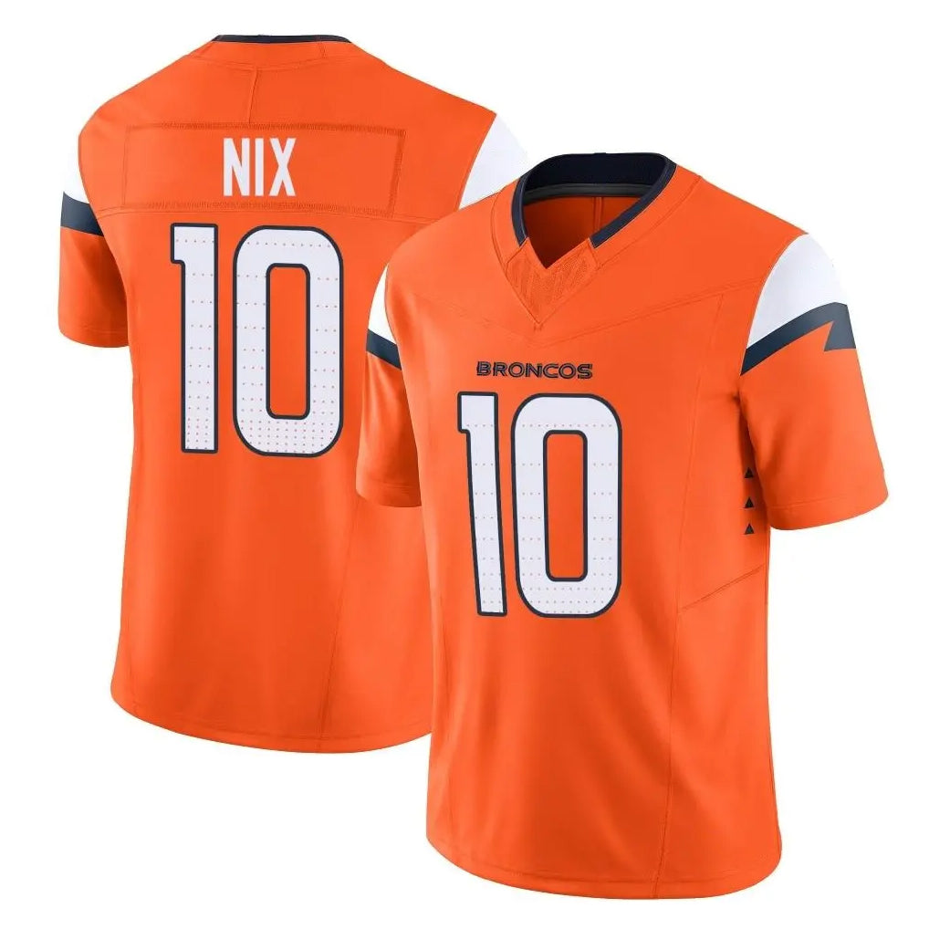 D.Broncos #10 Bo Nix Player Orange Vapor F.U.S.E. Limited Home Game ROCER Stitched Jerseys