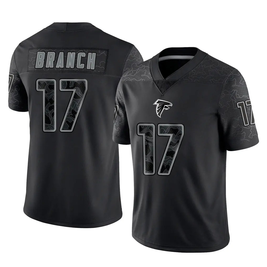 A.Falcons #17 Zachariah Branch Player Black RFLCTV Limited ROCER Stitched Jerseys