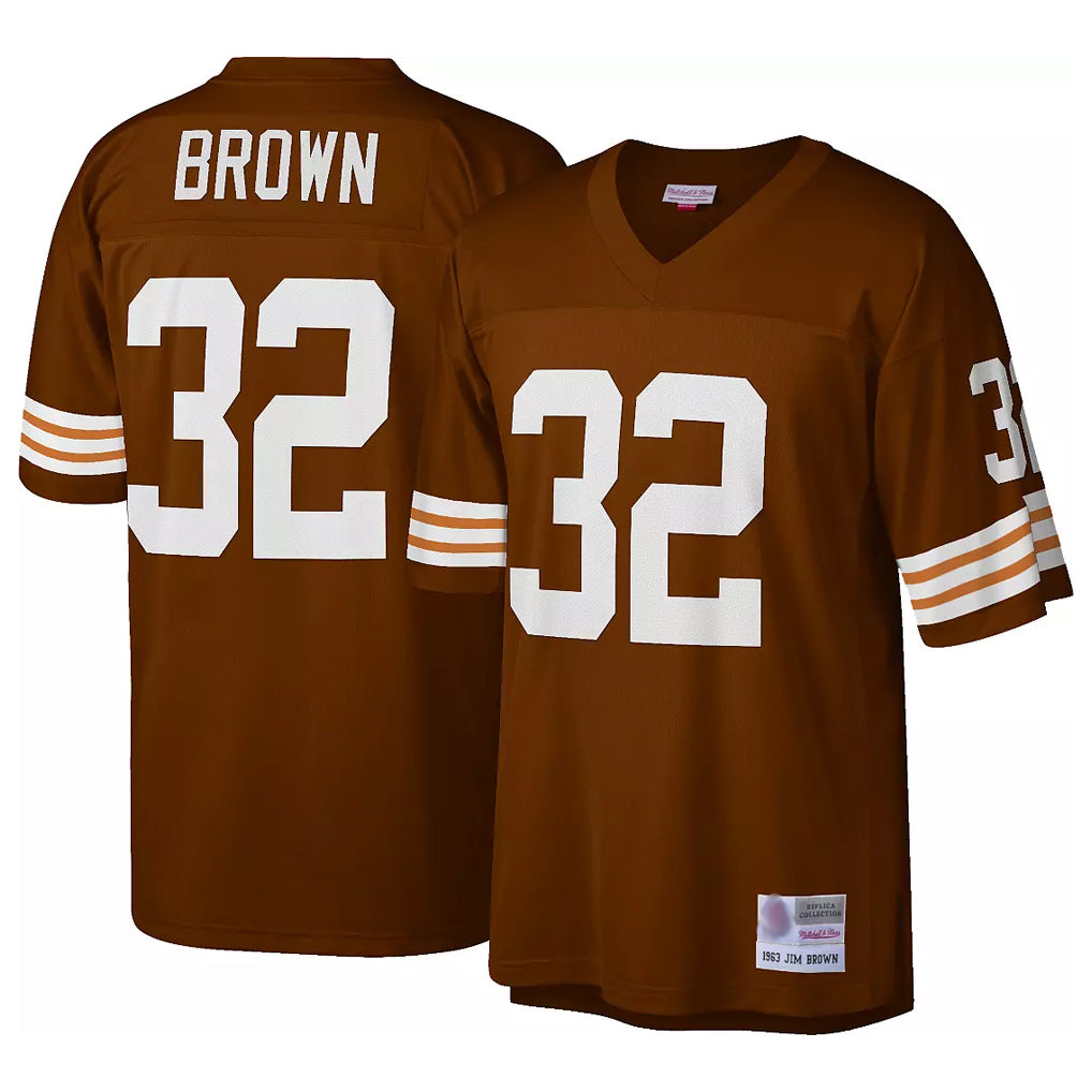 C.Browns #32 Jim Brown Player Brown Mitchell & Ness 1963 Throwback ROCER Stitched Jerseys