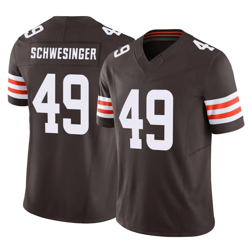 C.Browns #49 Carson Schwesinger Player Brown Vapor F.U.S.E. Limited Home Game ROCER Stitched Jerseys