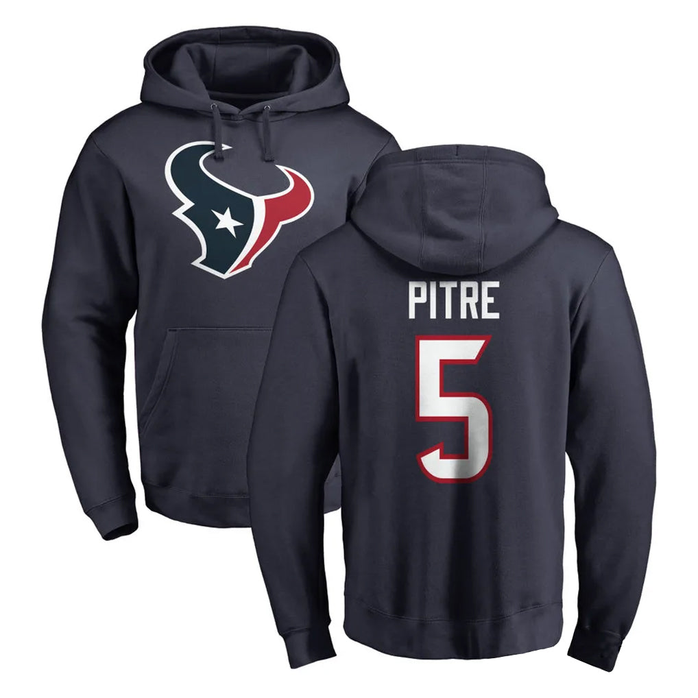 H.Texans #5 Jalen Pitre Player Navy Pro Line Pullover Hoodie Limited Game Stitched Jerseys