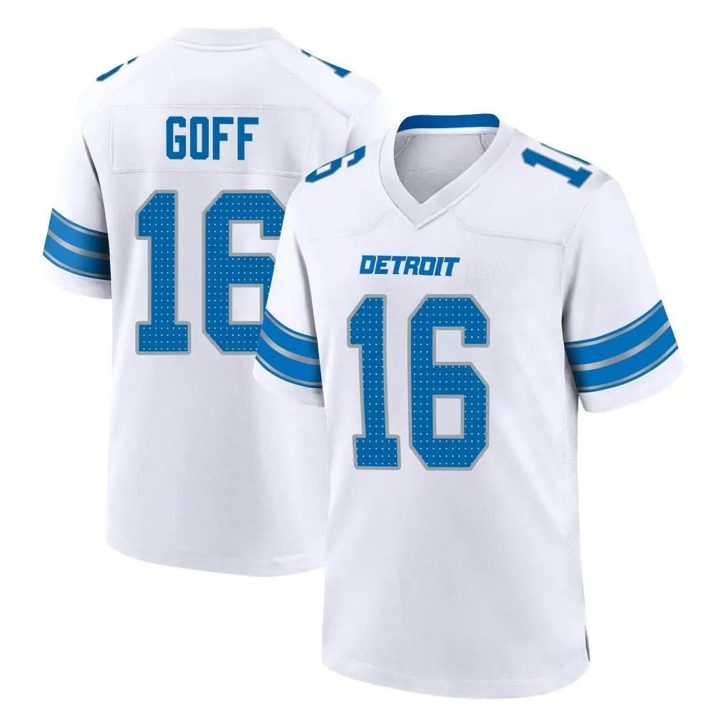 D.Lions #16 Jared Goff Player White Alternate Home Game ROCER Stitched Jerseys