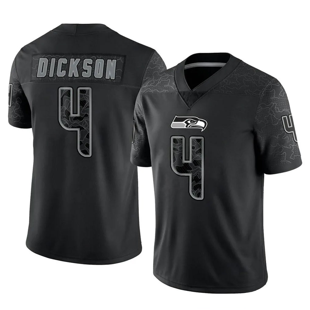 S.Seahawks #4 Michael Dickson Player Black Limited Reflective Home Game ROCER Stitched Jerseys
