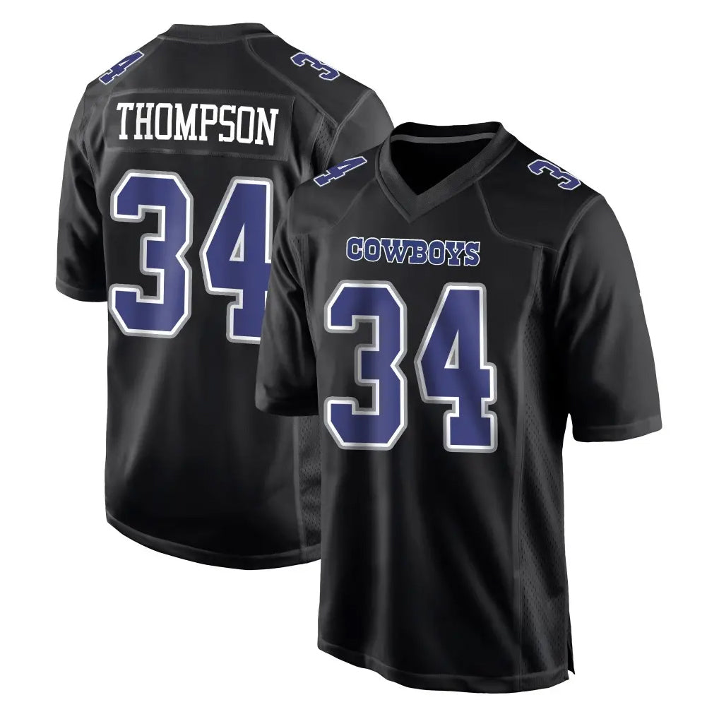 D.Cowboys #34 Jalen Thompson Player Carbon Black Fashion Home Game ROCER Stitched Jerseys