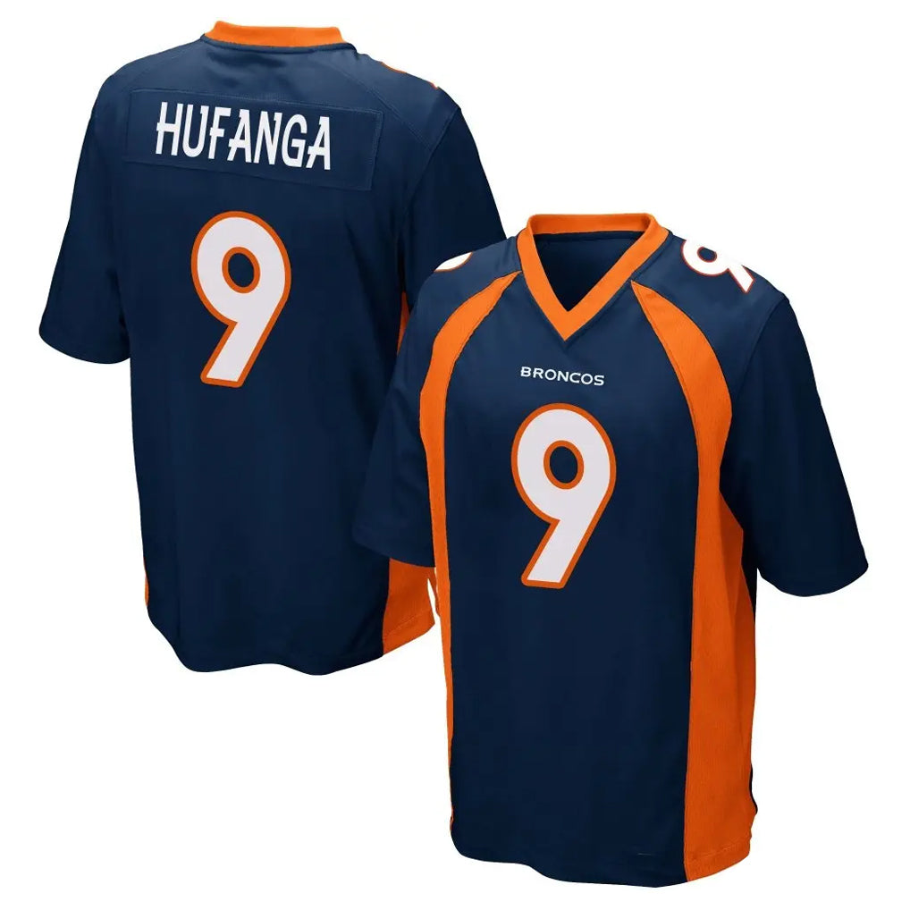 D.Broncos #9 Talanoa Hufanga Player Navy Game ROCER Stitched Jerseys