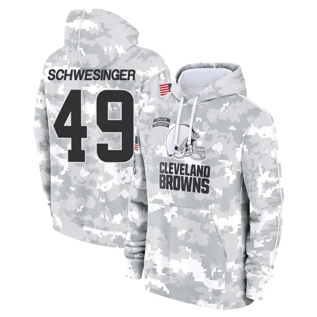 C.Browns #49 Carson Schwesinger Player Arctic Camo Salute to Service Hoodies Limited Game ROCER Stitched Jerseys