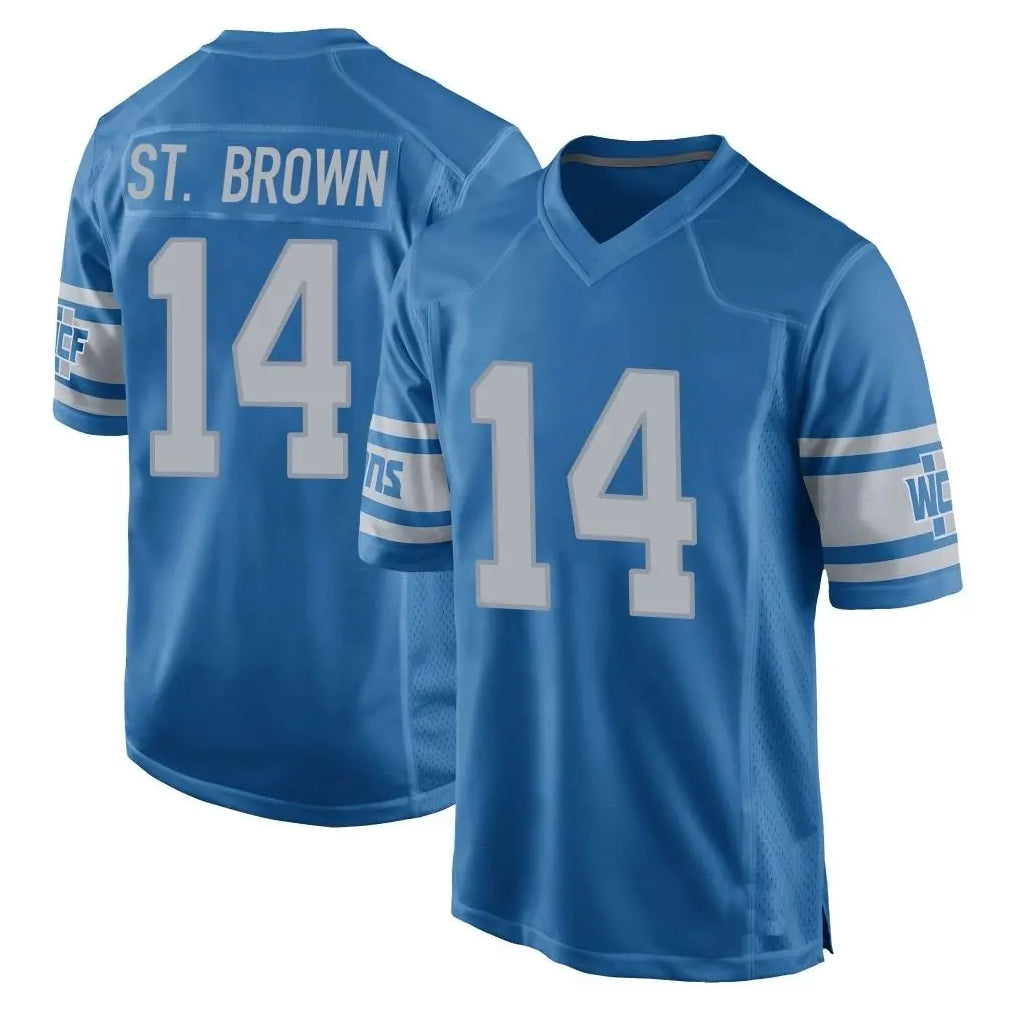 D.Lions #14 Amon-Ra St. Brown Player Blue Vapor Untouchable Throwback Game ROCER Stitched Jerseys