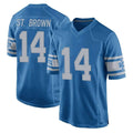 D.Lions #14 Amon-Ra St. Brown Player Blue Vapor Untouchable Throwback Game ROCER Stitched Jerseys