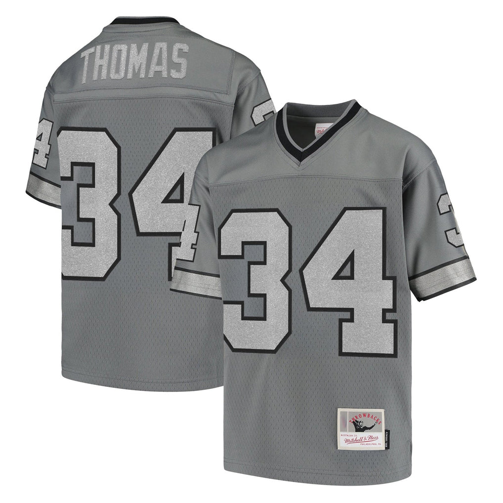 B.Bills #34 Thurman Thomas Player Gray Throwback Replica ROCER Stitched Jerseys