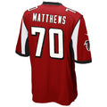 A.Falcons #70 Jake Matthews Player Red Game ROCER Stitched Jerseys