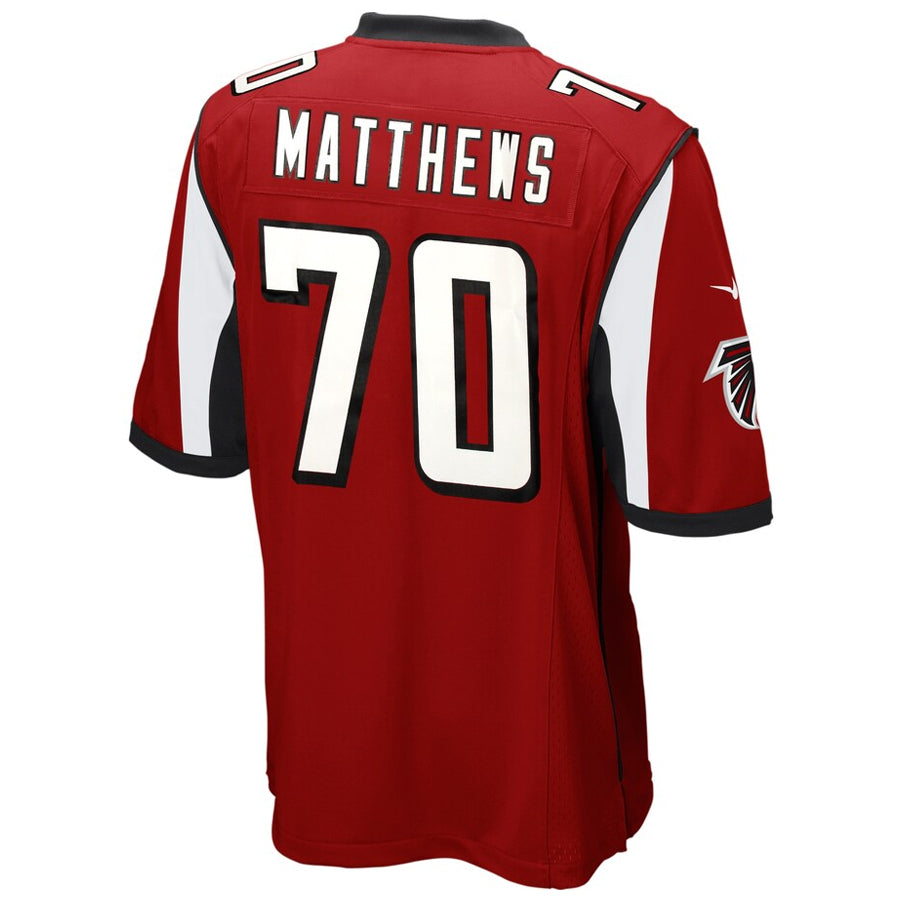 A.Falcons #70 Jake Matthews Player Red Game ROCER Stitched Jerseys