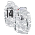 A.Cardinals #14 Michael Wilson Player Arctic Camo Salute to Service Hoodies ROCER Stitched Jerseys