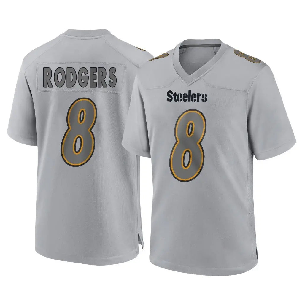P.Steelers #8 Aaron Rodgers Player Gray Atmosphere Fashion Home Game ROCER Stitched Jerseys
