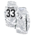 A.Cardinals #33 Trey Benson Player Arctic Camo Salute to Service Hoodies ROCER Stitched Jerseys