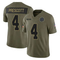 D.Cowboys #4 Dak Prescott Player Olive 2025 Salute to Service Limited Home Game ROCER Stitched Jerseys